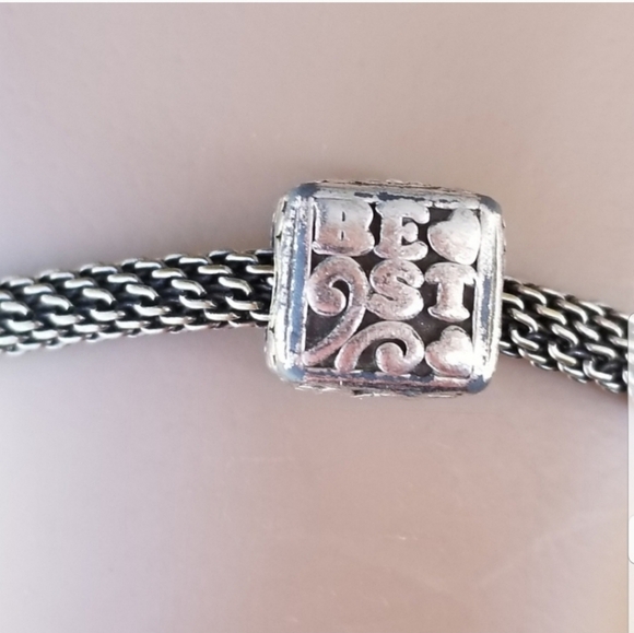 BRIGHTON RETIRED SILVERTONED "BEST MOM" CHARM CABLE CHAIN BRACELET - Picture 3 of 5